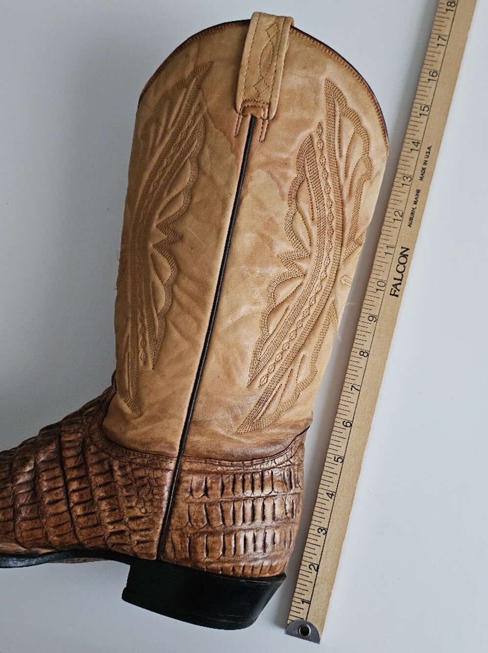 Rancho Exotic Alligator Reptile Leather Western Cowboy Boots Brown Tan Size 11 E - Picture 9 of 16